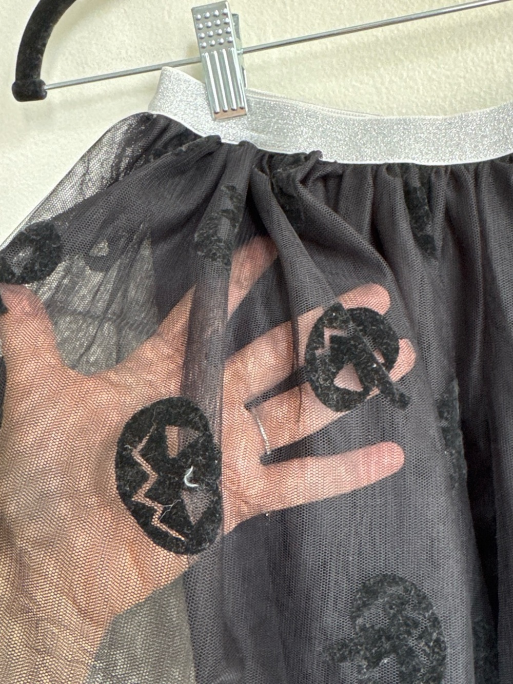 Disney Black Tulle Jack o lantern Skirt with Silver Glitter Waistband - Picture 2 of 5